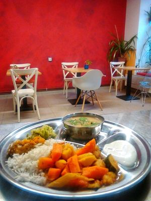 Menu and interesting interier at Vegebistro in Plzen