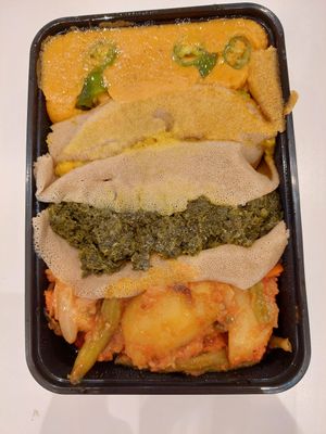 Vegan plate takeaway at Jebena in Stockholm