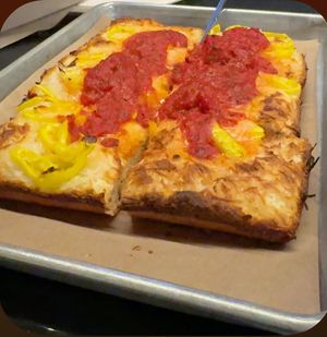 Vegan pizzaa  at Walt and Whitman Brewing in Saratoga Springs