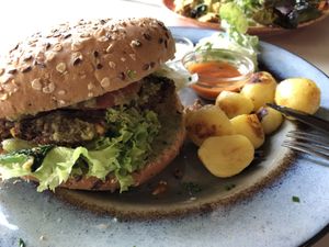 Vegan burger  at Frida in Vienna