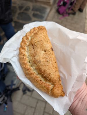 Curried chickpea pasty at The Cornish Bakery in St Ives