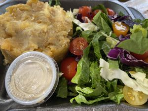 Trifongo with salad  at Rincon del Sabor  in Vieques