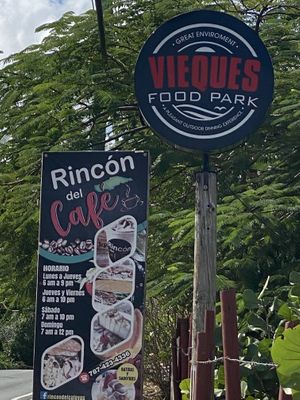 Signage on street   at Rincon del Sabor  in Vieques