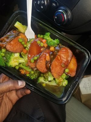 A lot of water in bottom of plate. at Zen Vegetarian House in Brooklyn