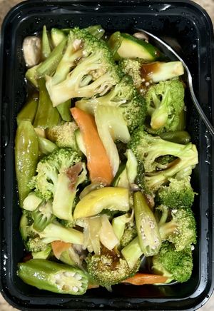 Sauted Okra with mixed vegetables  at Zen Vegetarian House in Brooklyn