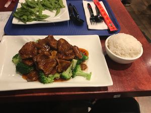 Orange stuff at Zen Vegetarian House in Brooklyn