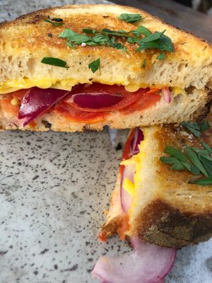 Cheese & Tomato Toastie at Moons in Lorne