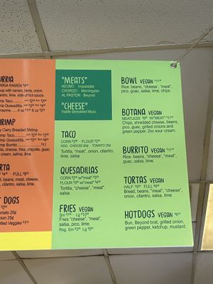 Separate menu that is entirely vegan  at Taco Bros in Wyandotte