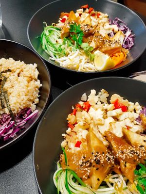 Sushi and Gado Gado bowls at Field to Fork Wholefoods Kitchen in Adelaide
