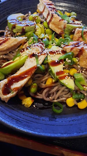 Cold soba with avocado and tofu at Min Ramen Bar in Karlsruhe