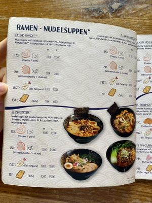 Posting complete menu  at Min Ramen Bar in Karlsruhe