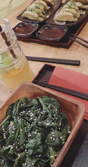 Spinach salad & gyoza at Min Ramen Bar in Karlsruhe