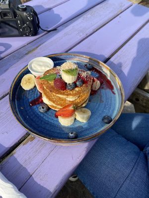Pancake stack at The Lookout Beach Cafe & Restaurant in Jersey