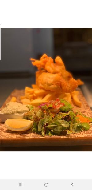 Vegan fish and chips at The Lookout Beach Cafe & Restaurant in Jersey