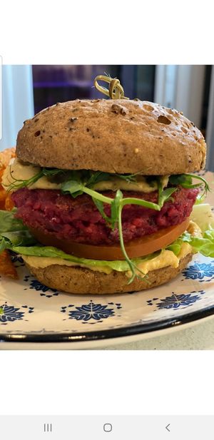Beetroot burger at The Lookout Beach Cafe & Restaurant in Jersey