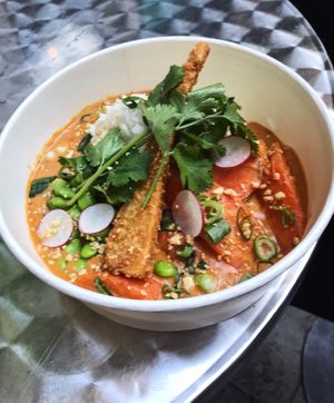 The Penang curry  at Meatless Fast Food in Cambridge