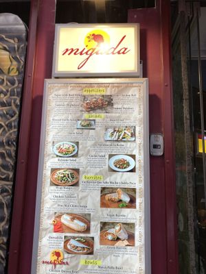 Wall menu at Migada in Athens