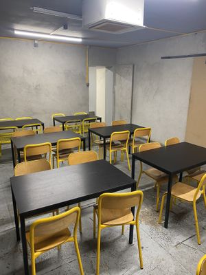 Upstairs seating  at Furahaa - Vegan in Paris