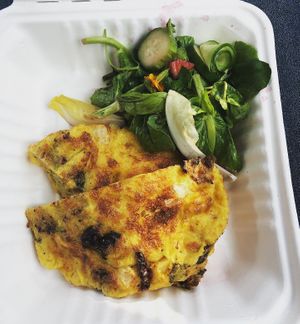 Frittata with sweet potatoes, broccoli, and Brussels sprouts. at Truth & Tonic in Las Vegas