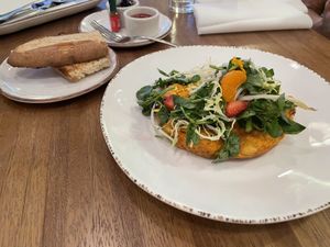 SOYRIZO, POTATO, AVOCADO, SPINACH VEGAN CHEDDAR BAKED “JUST EGG*” FRITTATAS  at Truth & Tonic in Las Vegas