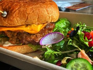 Lions mane burger  at Truth & Tonic in Las Vegas
