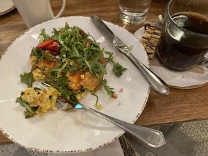 Excellent Mediterranean frittata. Jillian gave excellent service. My non-vegan friend had fab whole-grain pancakes w/fresh fruit. Jillian brought two biscotti with cappuccino-yum!  at Truth & Tonic in Las Vegas