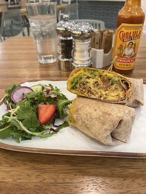 Soyrizo and “just egg” burrito with plenty of cheese, guacamole and chipotle 🤤  at Truth & Tonic in Las Vegas