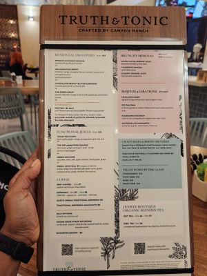 Menu at Truth & Tonic in Las Vegas