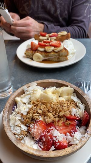 Vegan blueberry bowl  at Bonjour Cafe in Boston