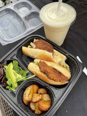 Vegan breakfast sandwich  at Bonjour Cafe in Boston