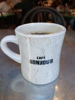 At least there was coffee... at Bonjour Cafe in Boston