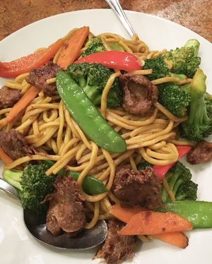 Satay stir fry at Loma House Vegetarian Express in Edmonton