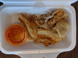 Roti canai with curry sauce - 5/5 - delicious and flaky at Loma House Vegetarian Express in Edmonton