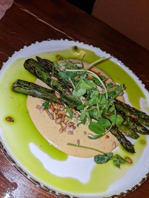 Barbecued Yorkshire asparagus at V or V in Sheffield
