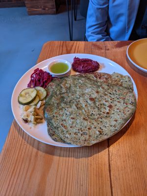 Vegan nettle flatbreads with pickles at V or V in Sheffield
