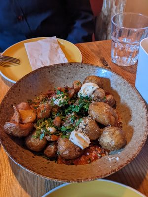 Smashed crispy potatoes at V or V in Sheffield