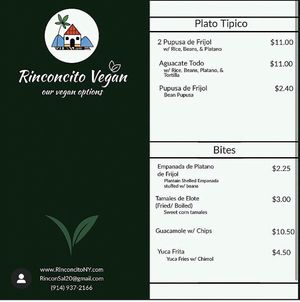 Vegan Menu  at Rinconcito Salvadoreño in Port Chester