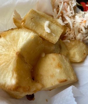 Yuca & slaw at Rinconcito Salvadoreño in Port Chester