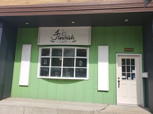 Entrance at Flourish Cafe on Broadway in Lancaster