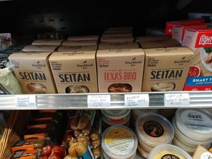 Refrigerator section: Vegan options at West Village Market and Deli in Asheville