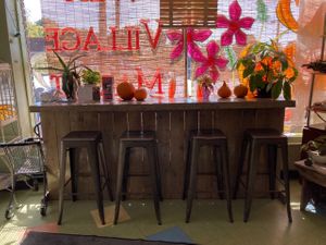 Interior seating  at West Village Market and Deli in Asheville