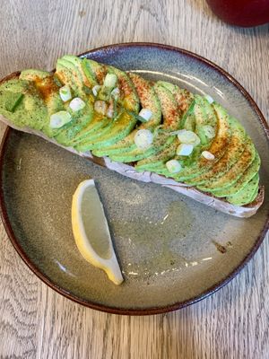 Avocado sourdough bread. Perfect size for a light snack and great seasoningg  at De Markten in Brussels