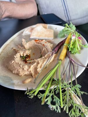 Black lentil hummus  at Les Filles Cafè in Barcelona
