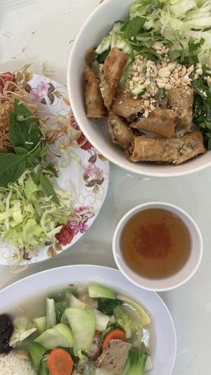 Spring rolls with noodles  at Quan Chay Khai Tam in Da Lat