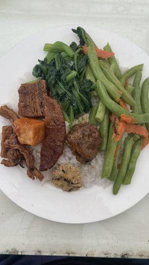 Buffet mix, only 30k, seen better portions though  at Quan Chay Khai Tam in Da Lat