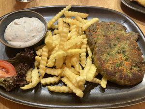 Vegan patty and vegan herpdip  at Gasthaus Großunterbergalm in St Johann Im Pongau