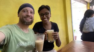 Vegan cold coffee and fig banana smoothie   at Good Earth in Kuilapalayam