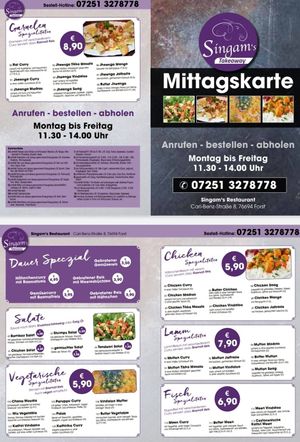 Menu January 2020 at Singam's in Forst