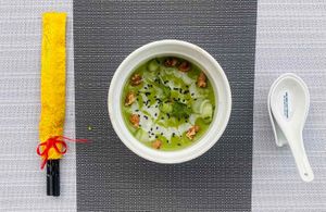 Green Goddess soup, creamy, healthy and delicious. at Nhà Hàng Chay Tâm Châu in Da Nang