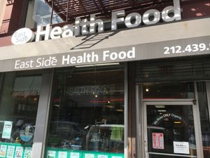 Front of store at East Side Health Food in New York City